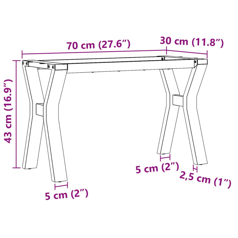 Salontafelpoten Y-frame 70x30x43 cm gietijzer