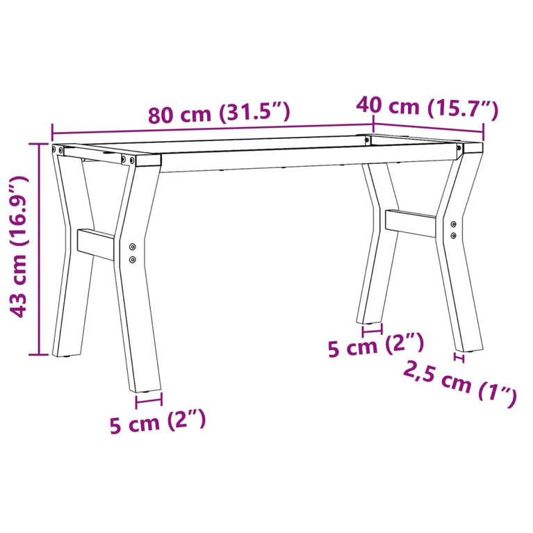 Salontafelpoten Y-frame 80x40x43 cm gietijzer