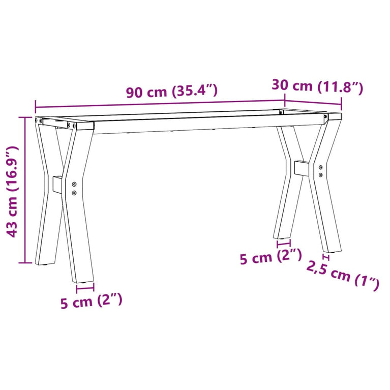 Salontafelpoten Y-frame 90x30x43 cm gietijzer