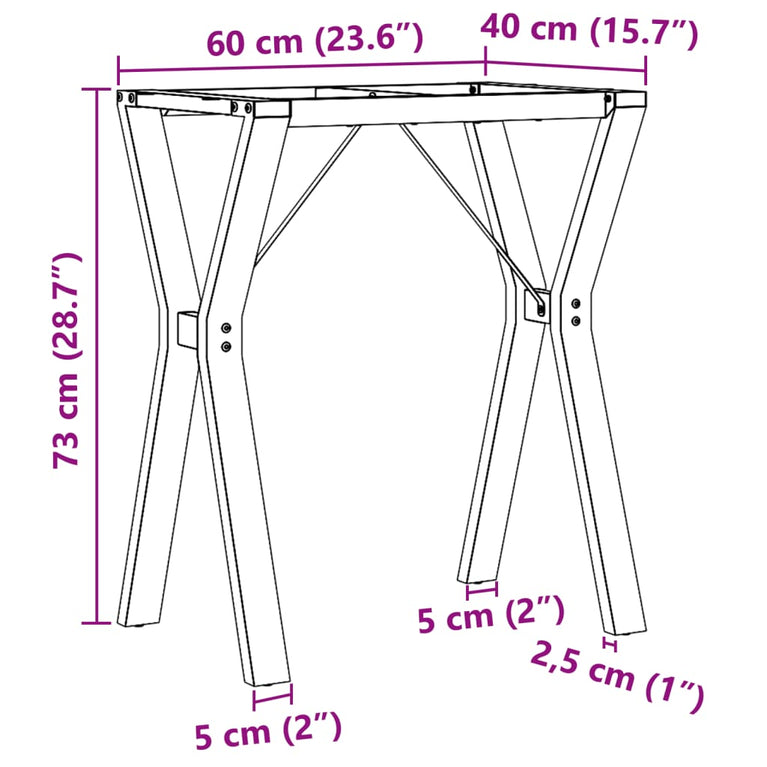 Eettafelpoten Y-frame 60x40x73 cm gietijzer