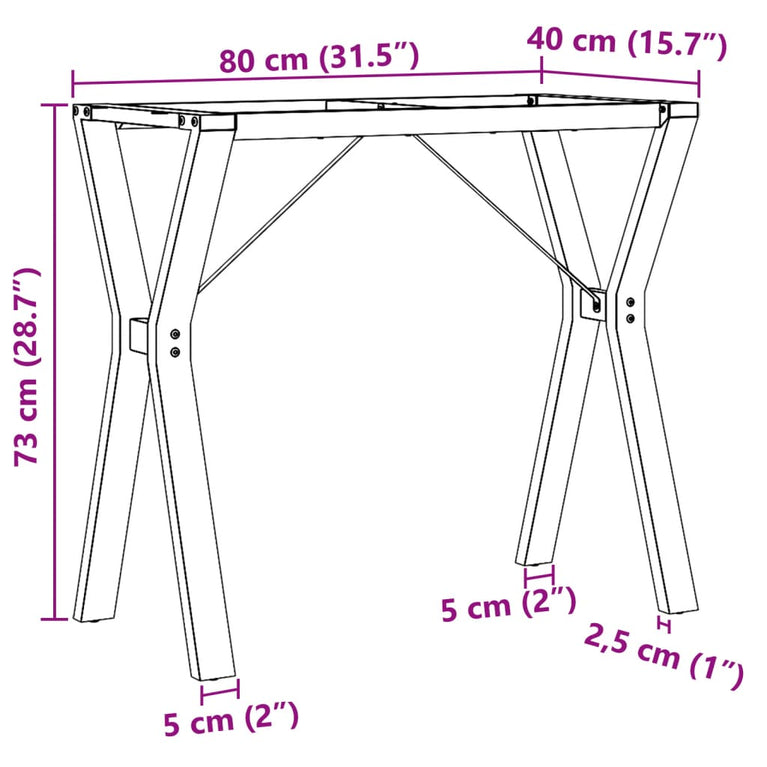 Eettafelpoten Y-frame 80x40x73 cm gietijzer