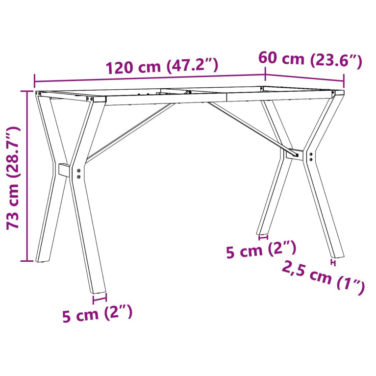 Eettafelpoten Y-frame 120x60x73 cm gietijzer