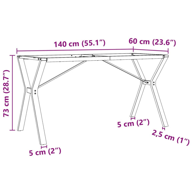 Eettafelpoten Y-frame 140x60x73 cm gietijzer