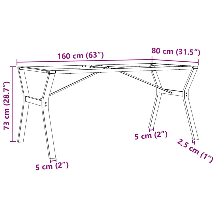 Eettafelpoten Y-frame 160x80x73 cm gietijzer