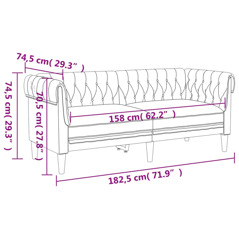 3-delige Loungeset stof zwart