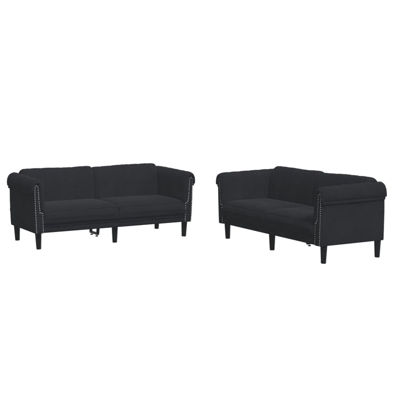 2-delige Loungeset fluweel zwart
