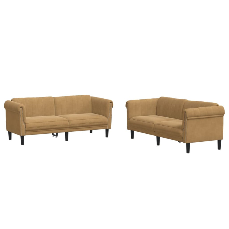 2-delige Loungeset fluweel bruin
