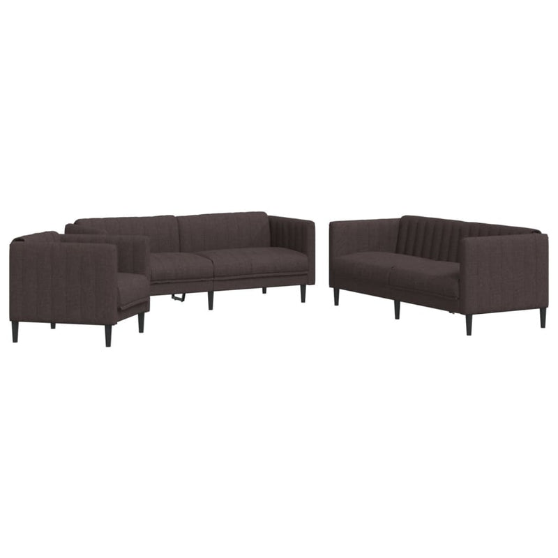 3-delige Loungeset stof donkerbruin