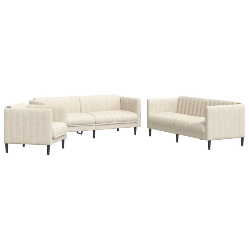 3-delige Loungeset stof crèmekleurig