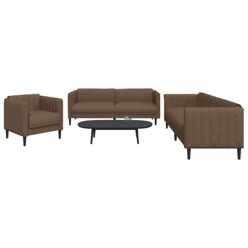 3-delige Loungeset stof bruin