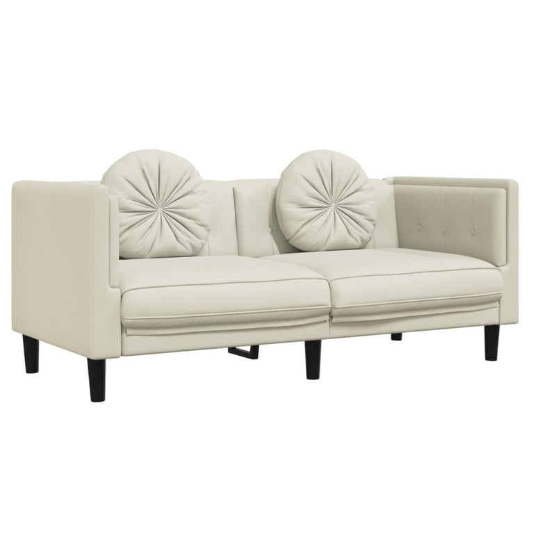 2-delige Loungeset met kussens fluweel crèmekleurig