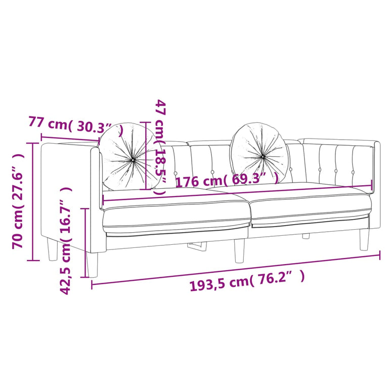 2-delige Loungeset met kussens fluweel crèmekleurig