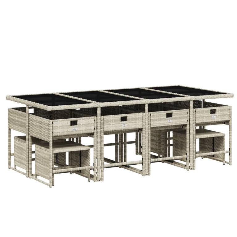 13-delige Tuinset met kussens poly rattan lichtgrijs