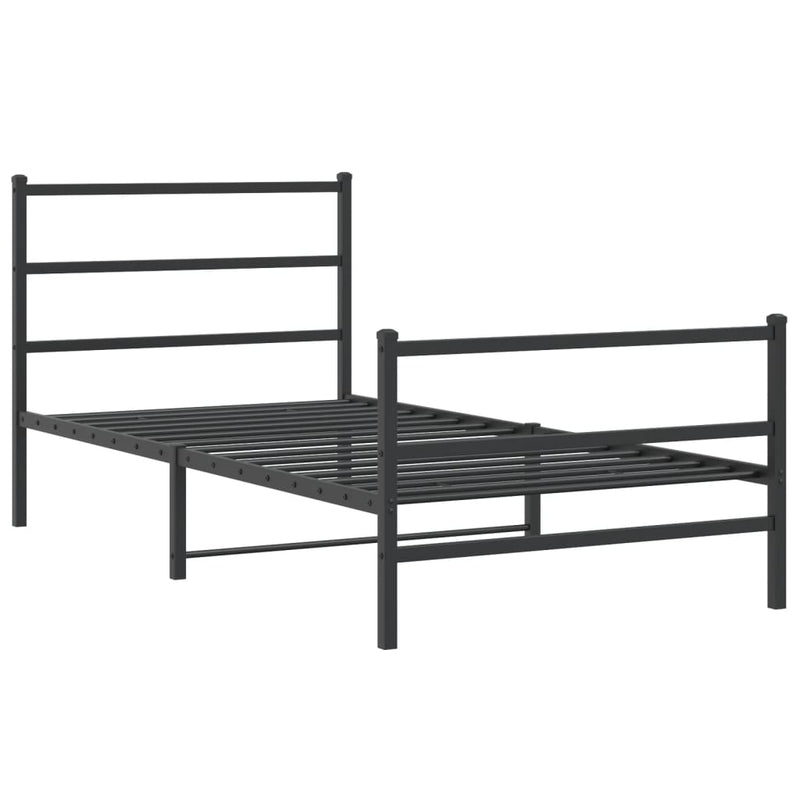 Bedframe met hoofd- en voeteneinde metaal zwart 100x200 cm