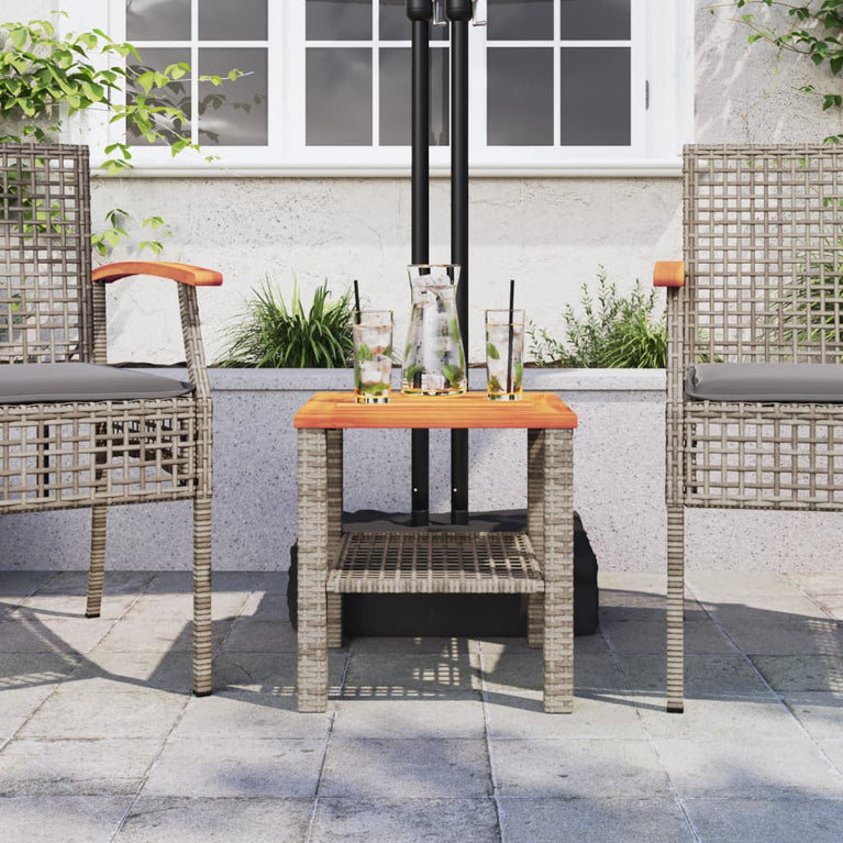 Tuintafel 40x40x42 cm poly rattan en acaciahout grijs