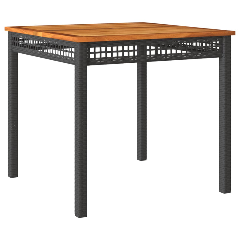Tuintafel 80x80x75 cm poly rattan en acaciahout zwart