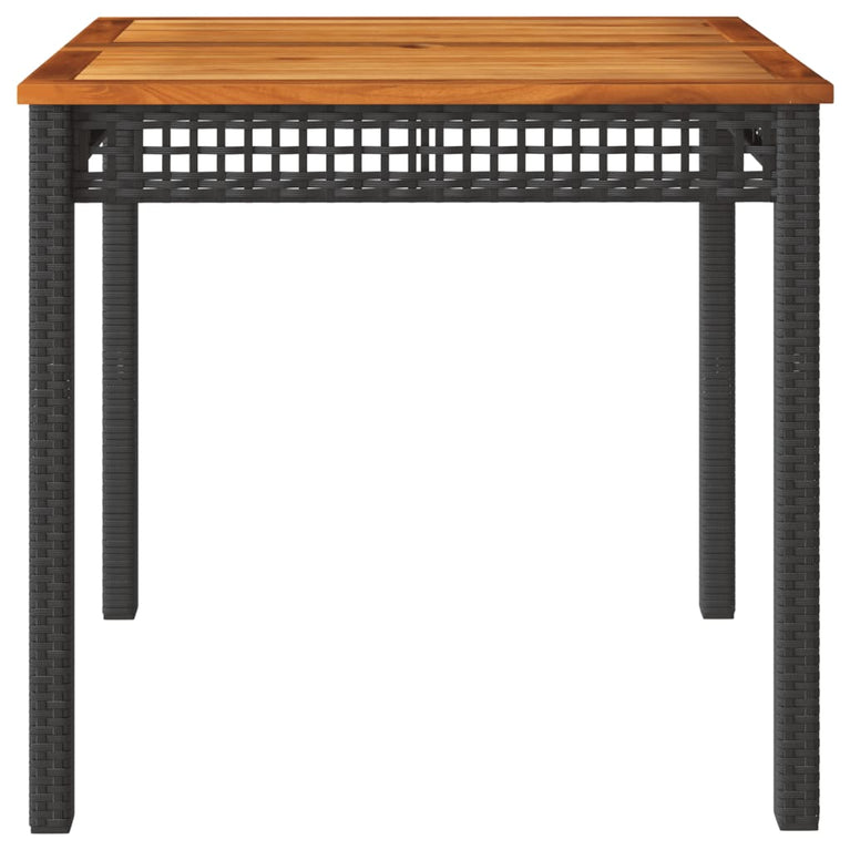 Tuintafel 80x80x75 cm poly rattan en acaciahout zwart