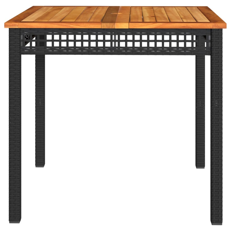 Tuintafel 80x80x75 cm poly rattan en acaciahout zwart