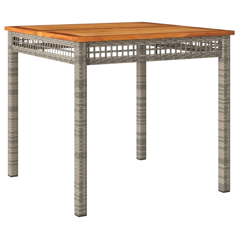 Tuintafel 80x80x75 cm poly rattan en acaciahout grijs
