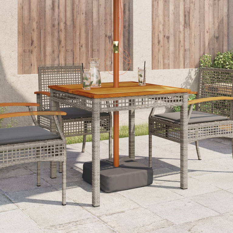 Tuintafel 80x80x75 cm poly rattan en acaciahout grijs