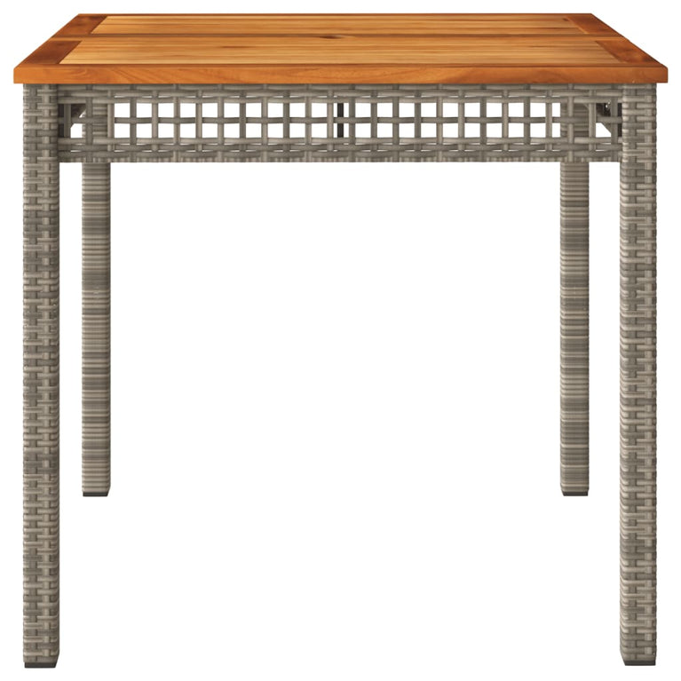 Tuintafel 80x80x75 cm poly rattan en acaciahout grijs