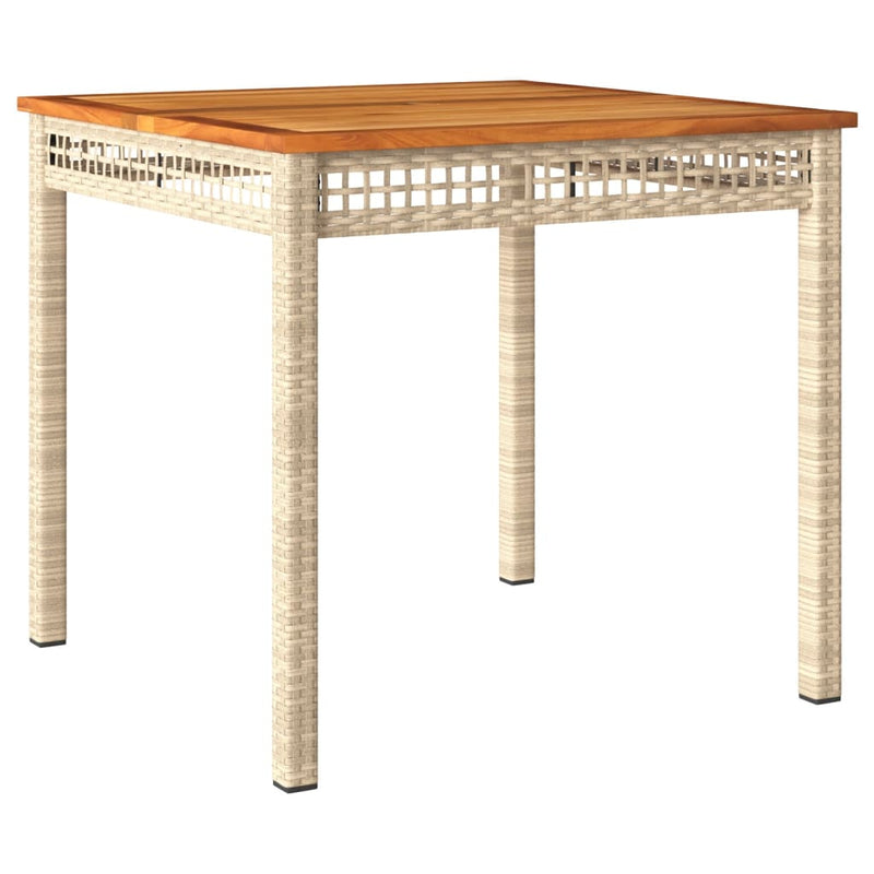 Tuintafel 80x80x75 cm poly rattan en acaciahout beige