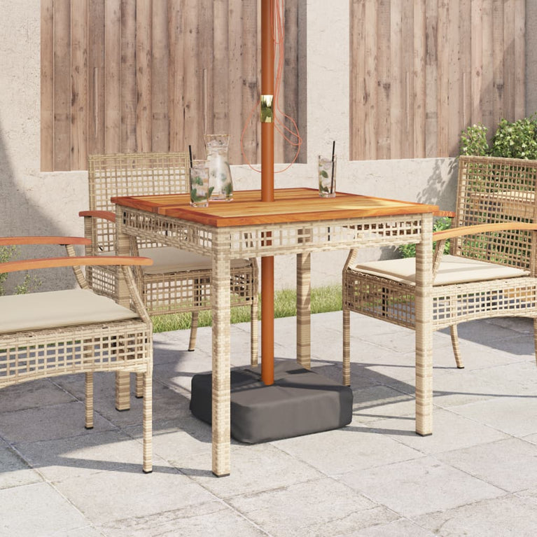 Tuintafel 80x80x75 cm poly rattan en acaciahout beige