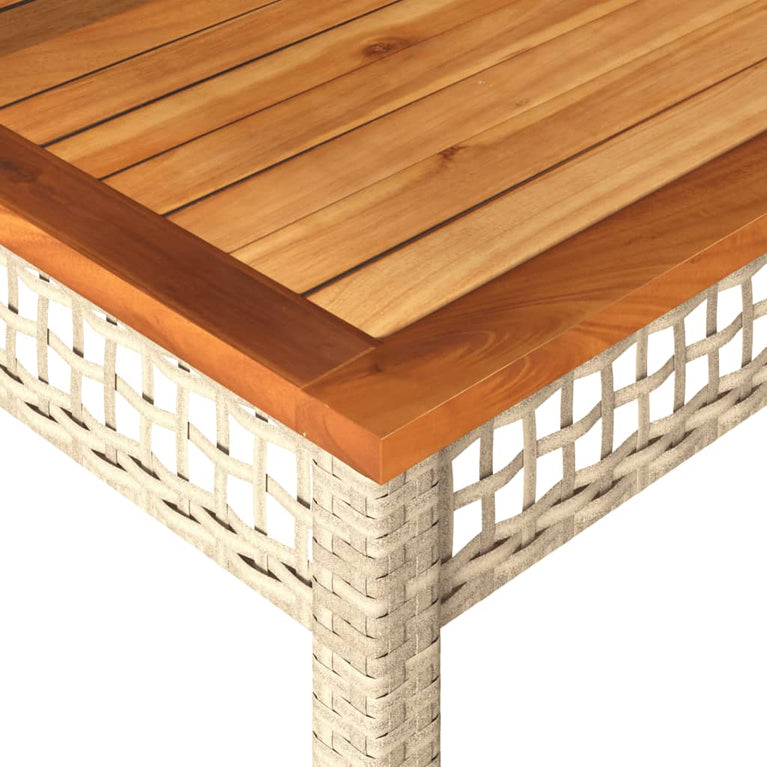 Tuintafel 80x80x75 cm poly rattan en acaciahout beige