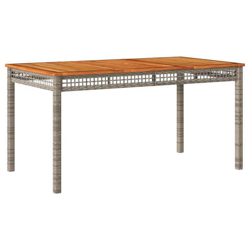 Tuintafel 140x80x75 cm poly rattan en acaciahout grijs