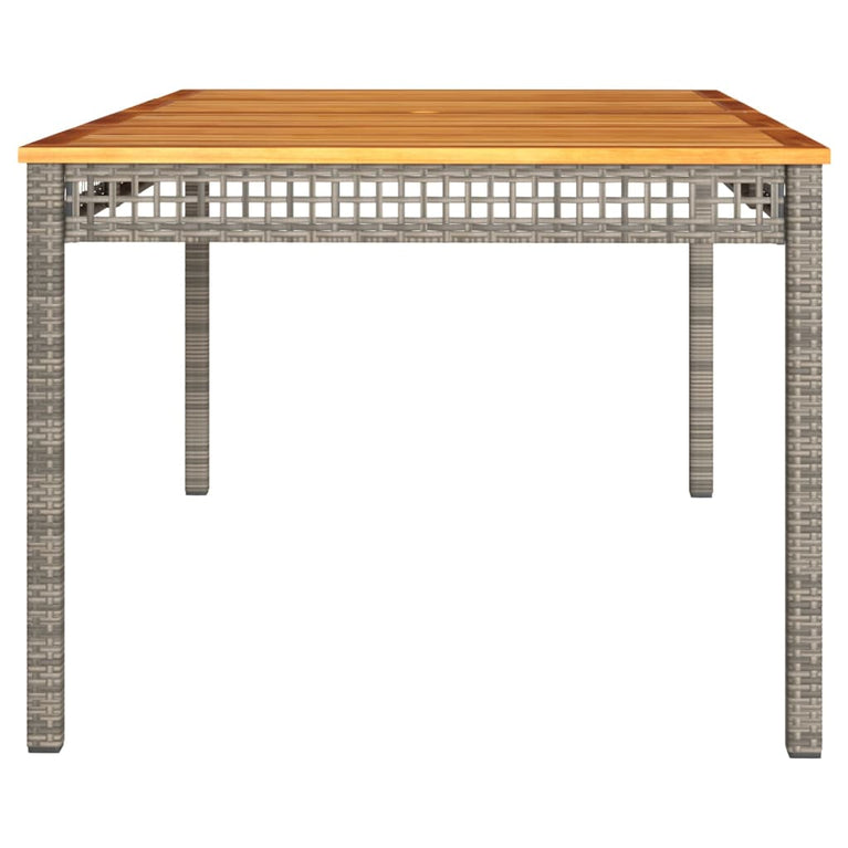 Tuintafel 180x90x75 cm poly rattan en acaciahout grijs