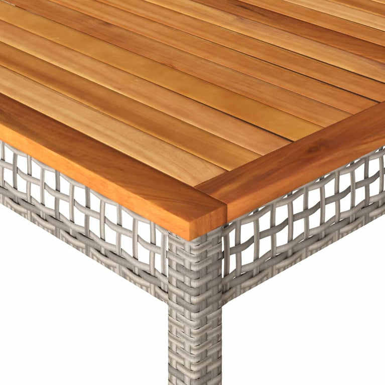 Tuintafel 180x90x75 cm poly rattan en acaciahout grijs