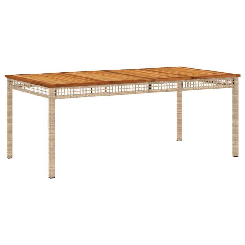 Tuintafel 180x90x75 cm poly rattan en acaciahout beige