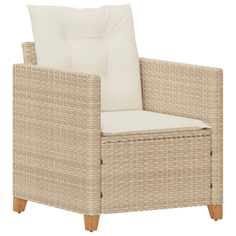 Tuinstoel met kussens poly rattan beige