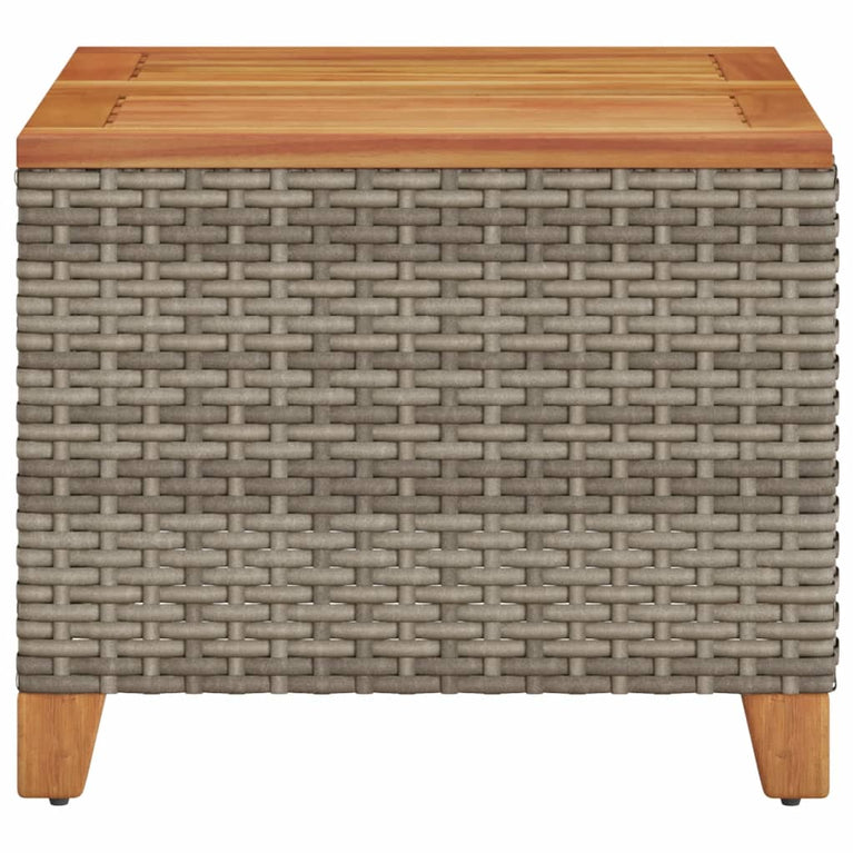 Tuintafel 45x45x37 cm poly rattan en acaciahout grijs