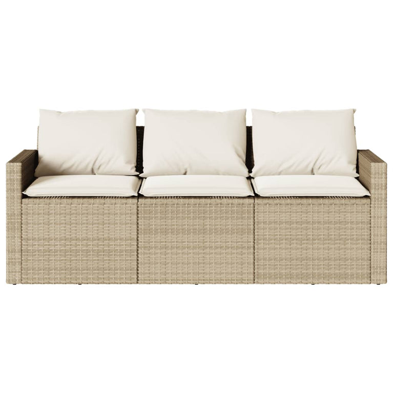 2-delige Tuinset met kussens poly rattan beige
