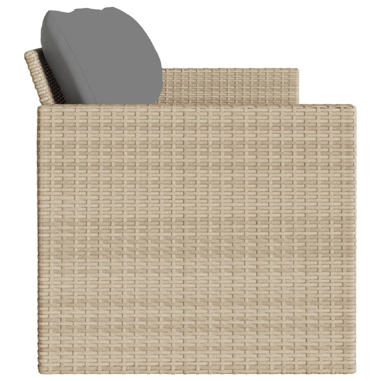 Tuinbank 3-zits met kussens poly rattan beige