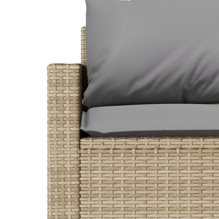 Tuinbank 3-zits met kussens poly rattan beige