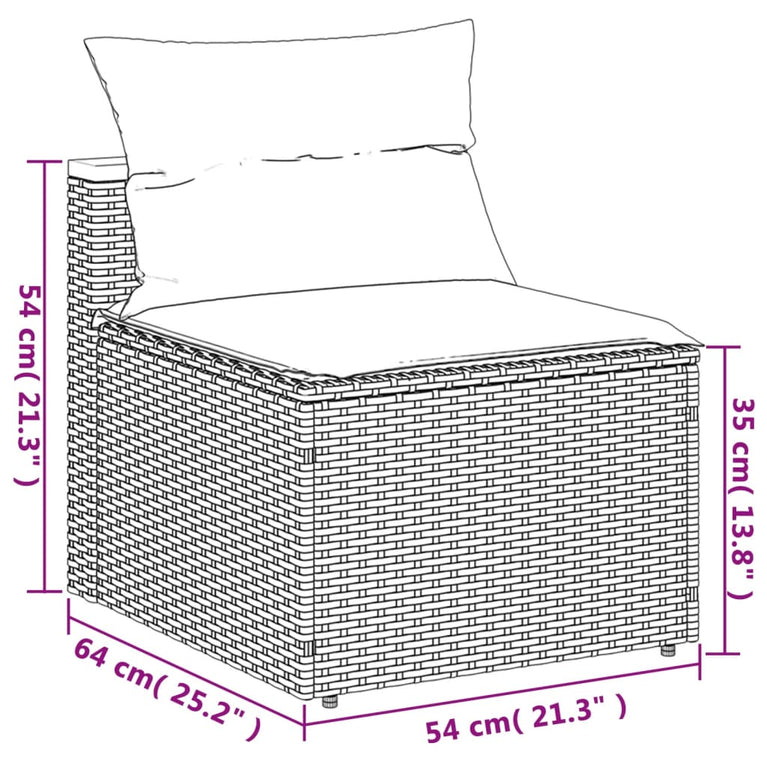 Tuinbanken 2 st zonder armleuning met kussens poly rattan beige