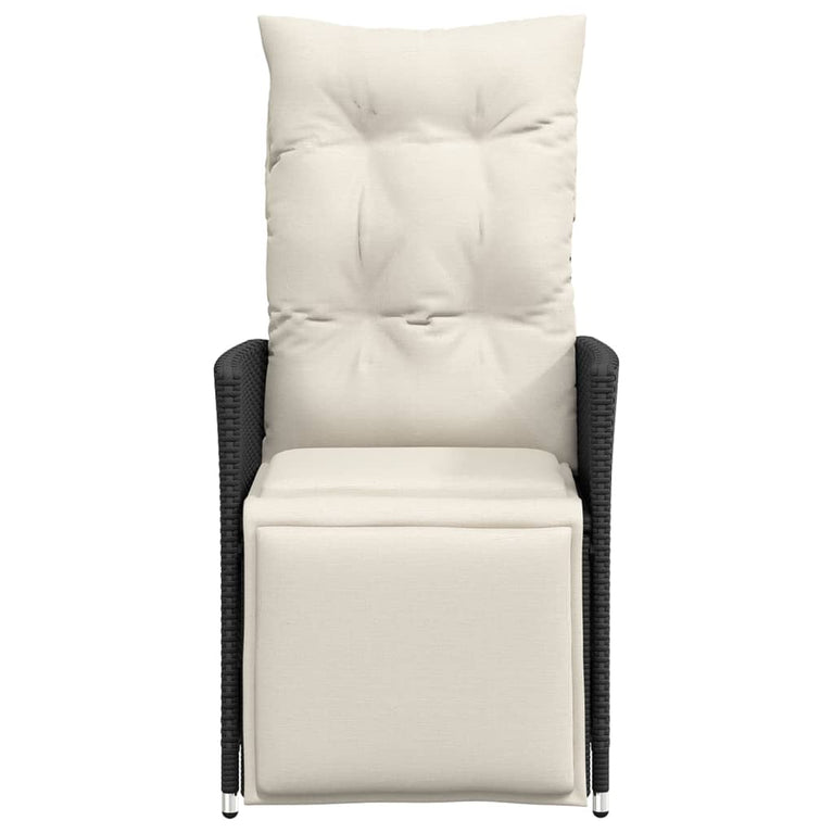 Tuinstoelen 2 st verstelbaar met kussens poly rattan zwart