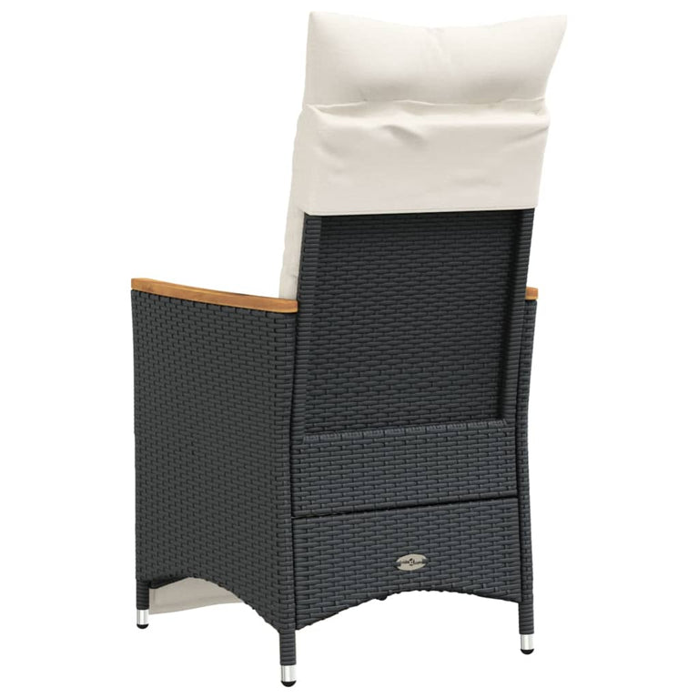 Tuinstoelen 2 st verstelbaar met kussens poly rattan zwart