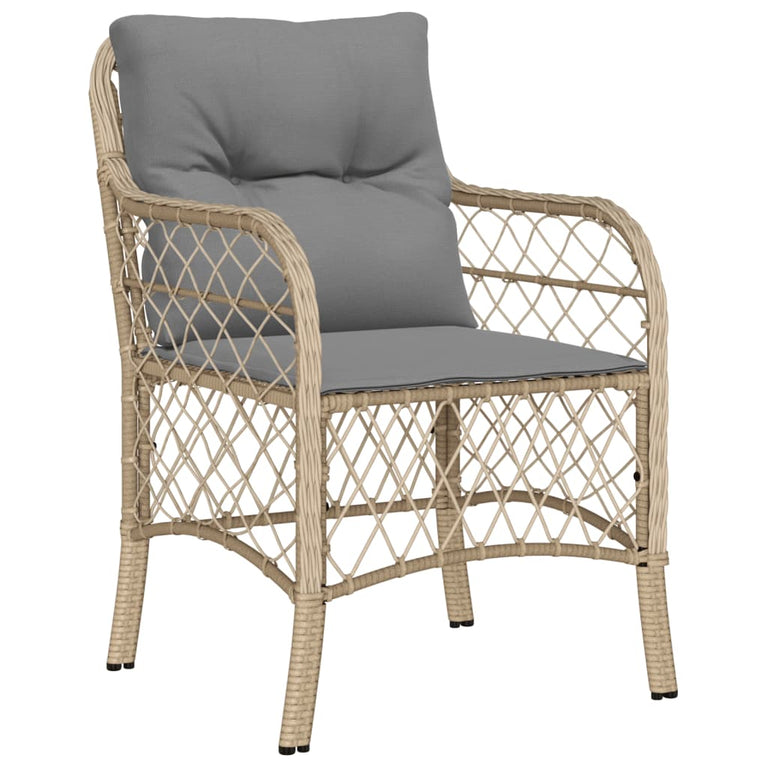 5-delige Tuinset met kussens poly rattan gemengd beige