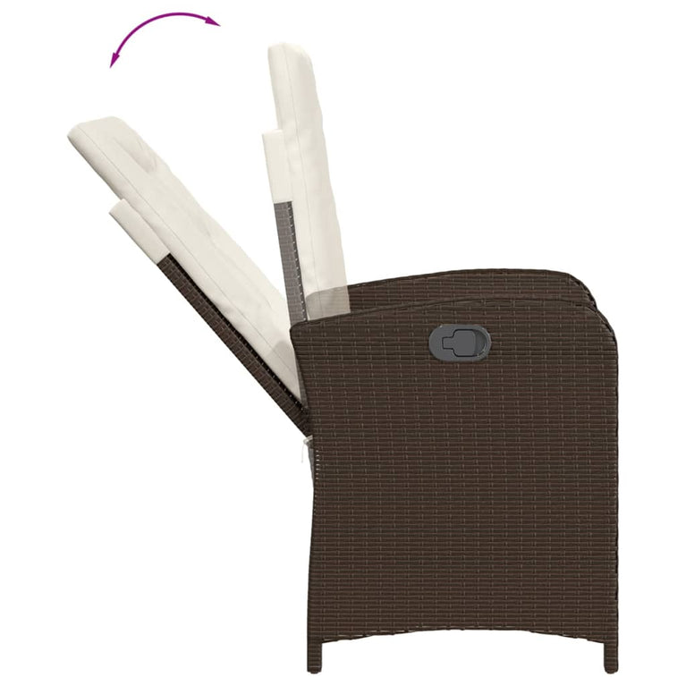 7-delige Tuinset met kussens poly rattan bruin