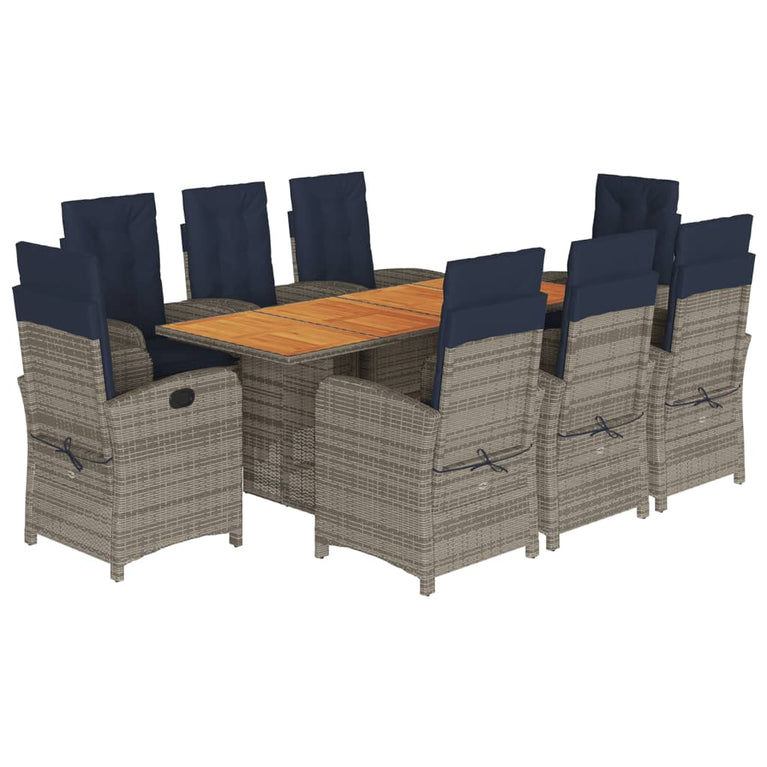 9-delige Tuinset met kussens poly rattan beige