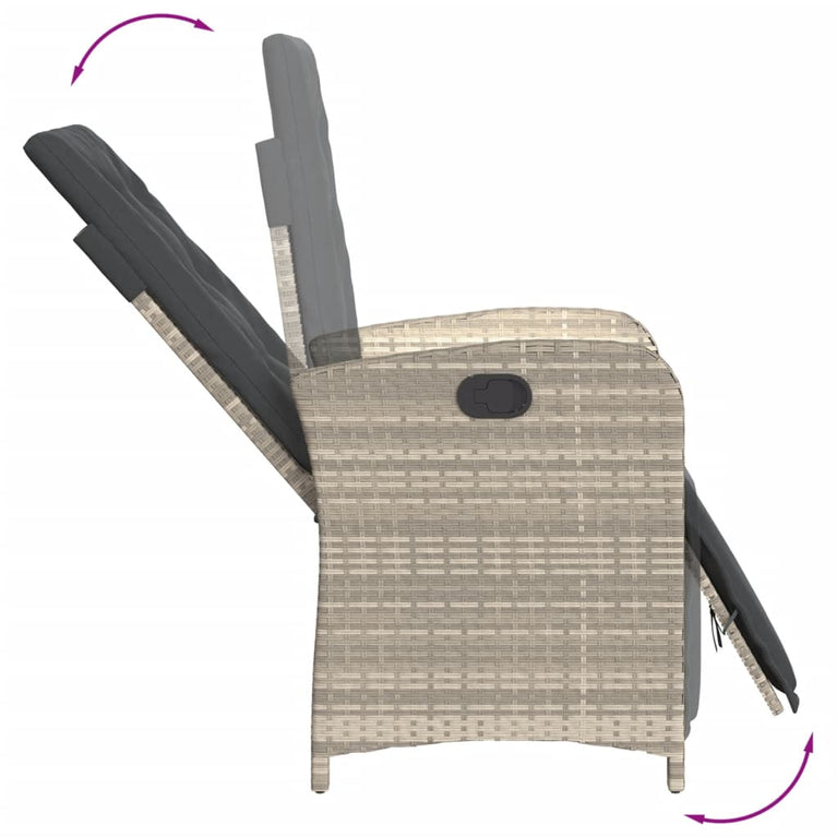 7-delige Tuinset met kussens poly rattan grijs