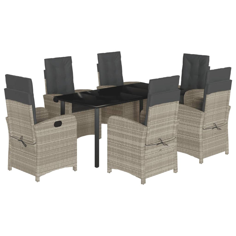 7-delige Tuinset met kussens poly rattan grijs