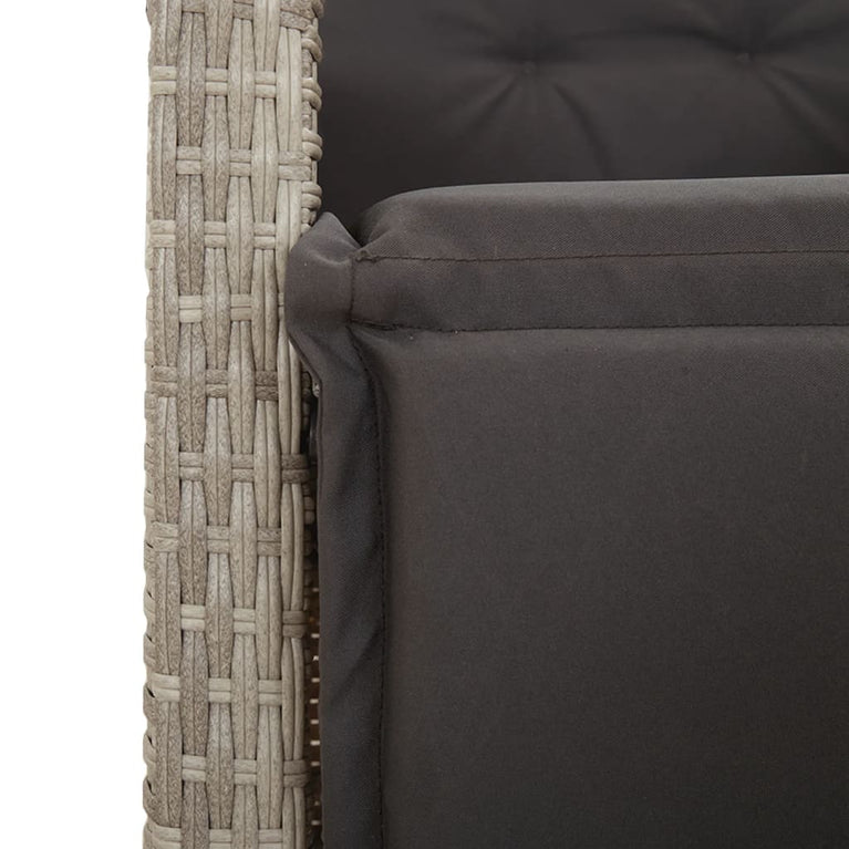 7-delige Tuinset met kussens poly rattan grijs