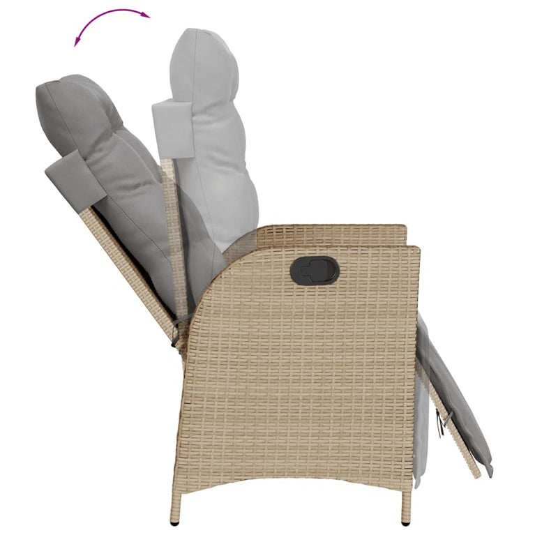 7-delige Tuinset met kussens poly rattan gemengd beige