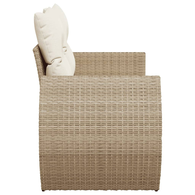 Tuinbank 2-zits met kussens poly rattan beige