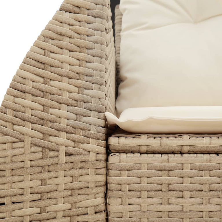 Tuinbank 2-zits met kussens poly rattan beige