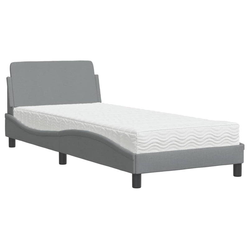 Bed met matras stof lichtgrijs 80x200 cm